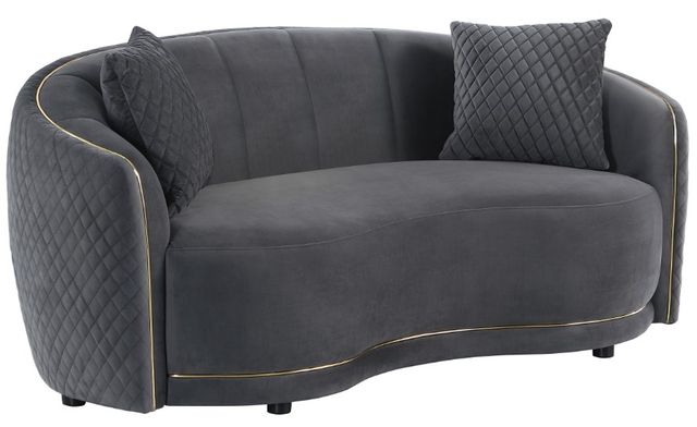 Coaster® Brookside Dark Gray Velvet Upholstered Curved Loveseat-0