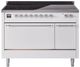 Ilve® Nostalgie II Series 48" White Pro Style Induction Range with Chrome Trim-0