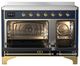Ilve® Majestic III 48" Midnight Blue Pro Style Induction Range with Solid Door and Brass Trim-1