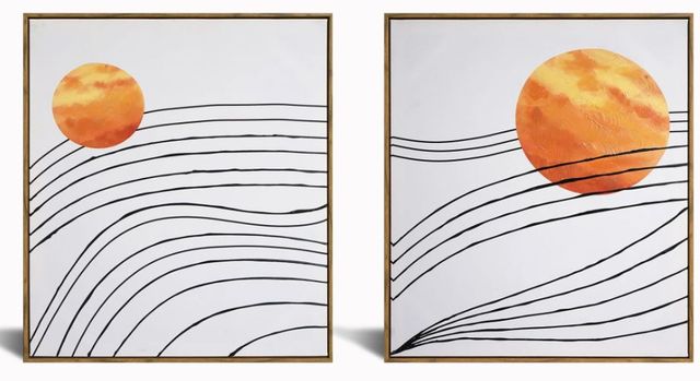 Classy Art 2-Piece Black/Orange 28" Hand Painted Textured Wall Art Set-1