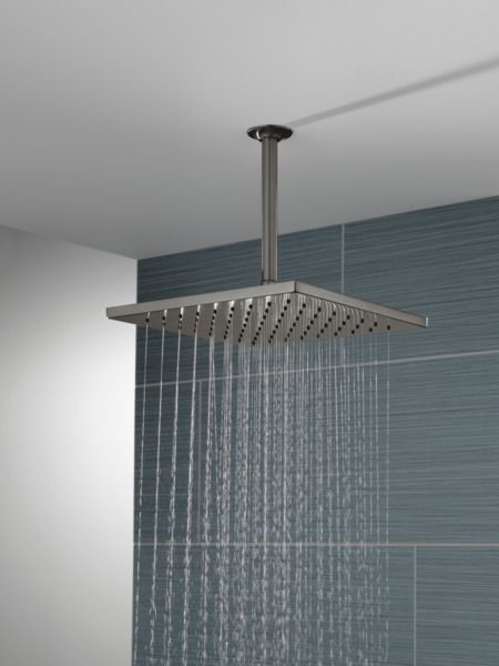Delta Universal Showering Components Lumicoat® Black Stainless Square Single-Setting Metal Raincan Shower Head-1