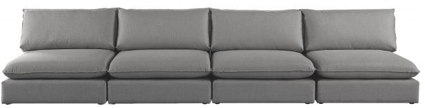 Meridian Furniture Mackenzie Grey 160" Linen Fabric Armless Modular Sofa-1
