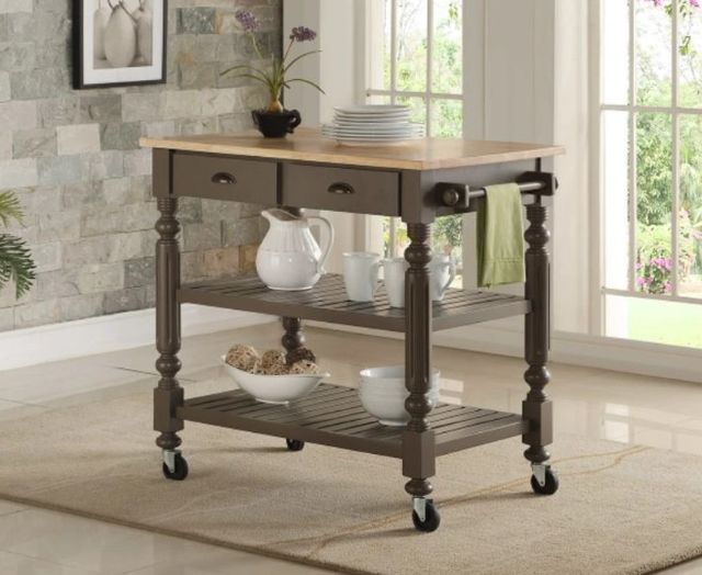 Bernards Payson Taupe Kitchen Cart-1