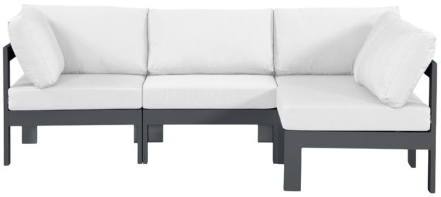 Meridian Furniture Nizuc 4-Piece Dark Gray/White Aluminum/Fabric Outdoor Patio Modular Sectional-1