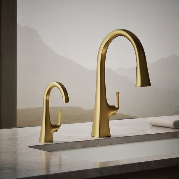 KOHLER® Graze® Vibrant Brushed Moderne Brass Beverage Faucet-2