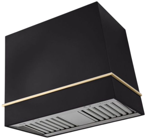 AGA Loge 36" Matte Black Wall Mounted Range Hood with Polished Brass Trim-0