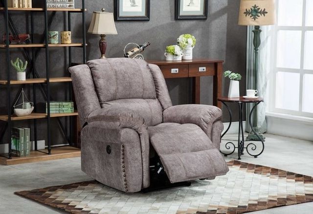 Milton Greens Stars Brown Power USB Recliner Chair with Stitching Design-2