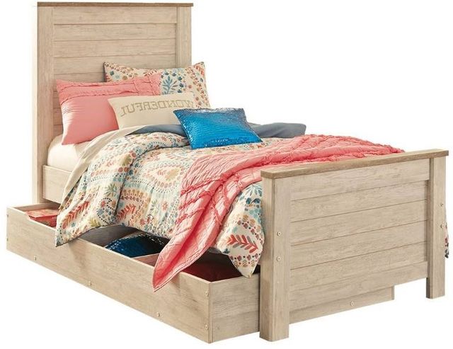 Signature Design by Ashley® Willowton 5-Piece Whitewash Full Panel Storage Bed Set-1