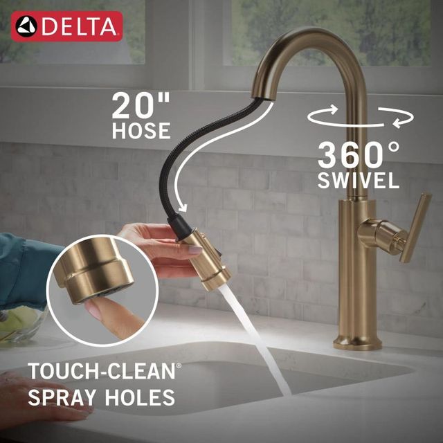 Delta Altado™ Champagne Bronze Single Handle Pull-Down Bar Kitchen Faucet-4