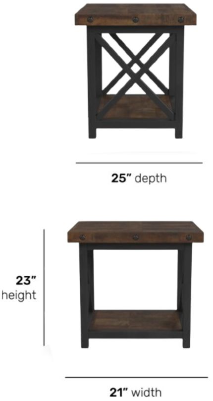 Flexsteel® Carpenter Dark Brown End Table with Black Frame-2