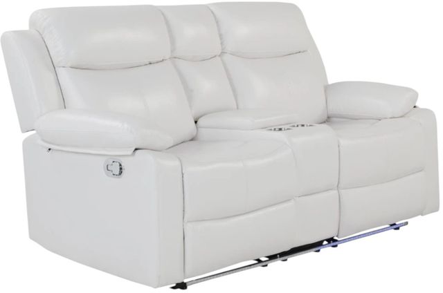 Global Furniture USA U6026 Blanch White Console Manual Reclining Loveseat with LED-0