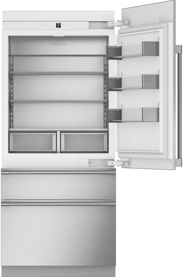 Monogram® 36" 20.2 Cu. Ft. Panel Ready Integrated Right Hinge Built-In Bottom Freezer Refrigerator-2