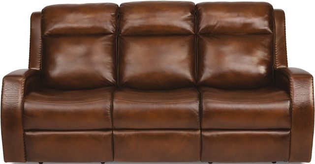 Flexsteel® Mustang Brown Power Reclining Sofa with Power Headrests-1