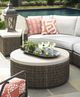 Tommy Bahama® Outdoor Cypress Point Ocean Terrace Weatherstone Top Driftwood Gray Round Cocktail Table-1