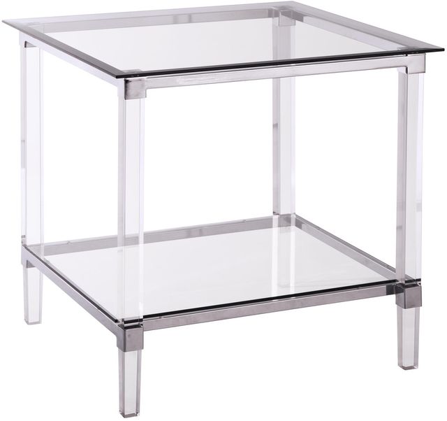 Mazin Furniture Lyrica Clear Glass Square End Table with Acrylic Legs-0