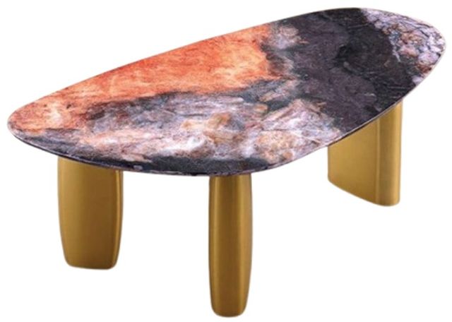 Furniture of America® Northwich Black/Gray Coffee Table with Matte Gold Base-0