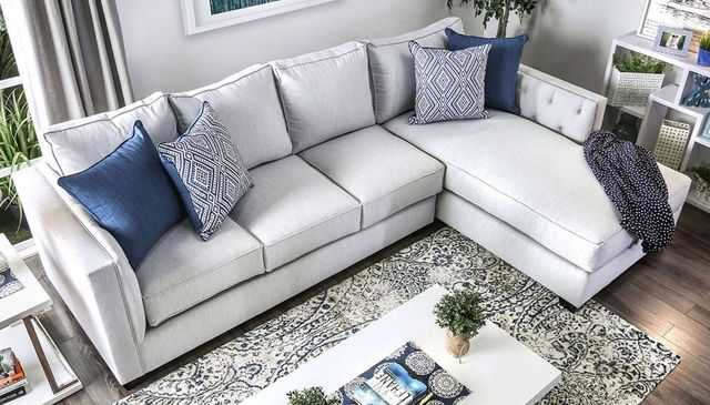Furniture of America® Ornella 2-Piece Light Gray Right-Arm Facing Sectional and Chaise-0