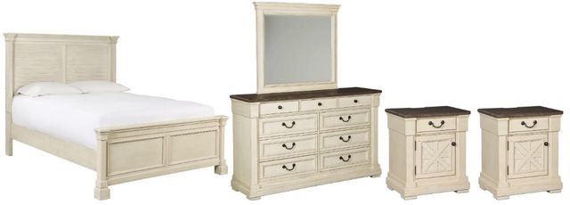 Signature Design by Ashley® Bolanburg 5-Piece Antique White California King Panel Bed Set-0