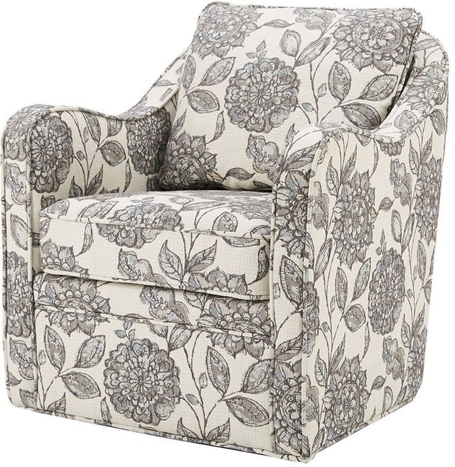 Olliix by Madison Park Multi Brianne Slub Weave Wide Seat Swivel Arm Chair-3