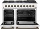 FORNO® Galiano 48" Stainless Steel Pro Style Gas Range with White Door and Antique Brass Accents-2