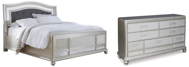 Signature Design by Ashley® Coralayne 2-Piece Silver King Panel Bed Set-0
