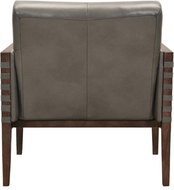 Hooker® Furniture CC Carverdale Dark Hickory/Maddie Gray Leather Club Chair-2