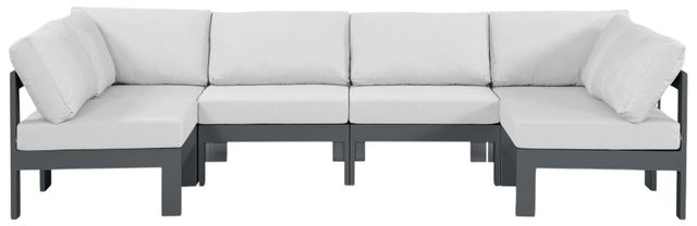 Meridian Furniture Nizuc 6-Piece Dark Gray/White Aluminum/Fabric Outdoor Patio Modular Sectional-0