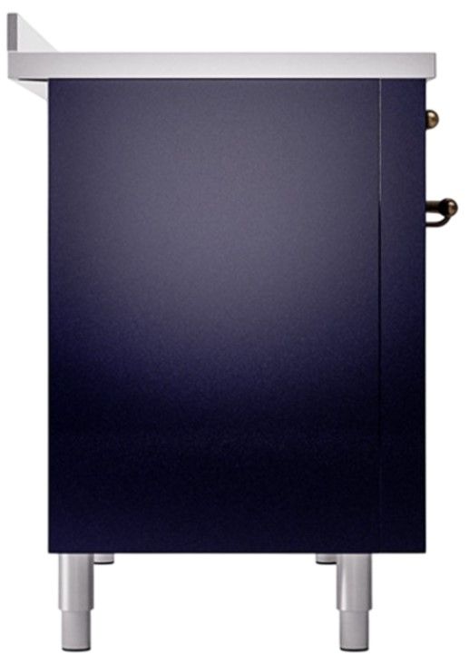 Ilve® Nostalgie II Noblesse 48'' Midnight Blue Pro Style Induction Range with Burnished Trim-2