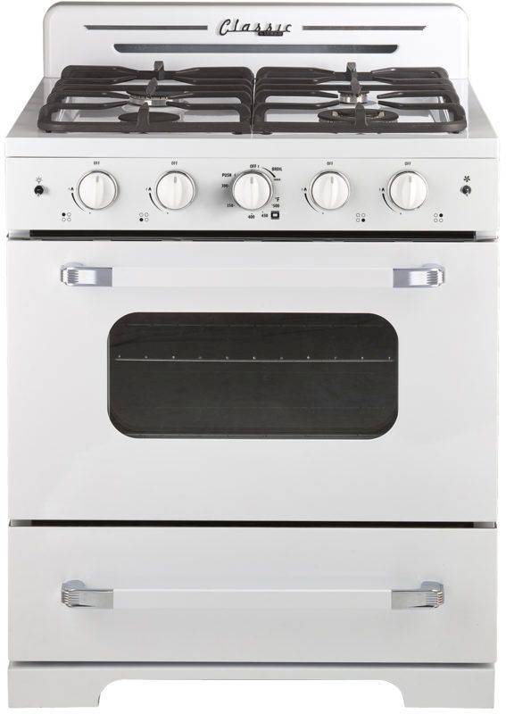 Unique® Appliances Classic Retro 30" Marshmallow White Freestanding Natural Gas Range-0