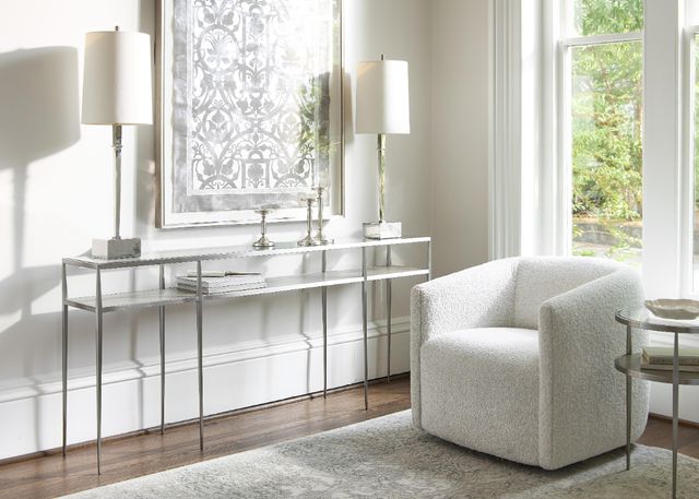 Bernhardt Cornelia Glass Top Console Table with Brushed Stainless Steel Base-1