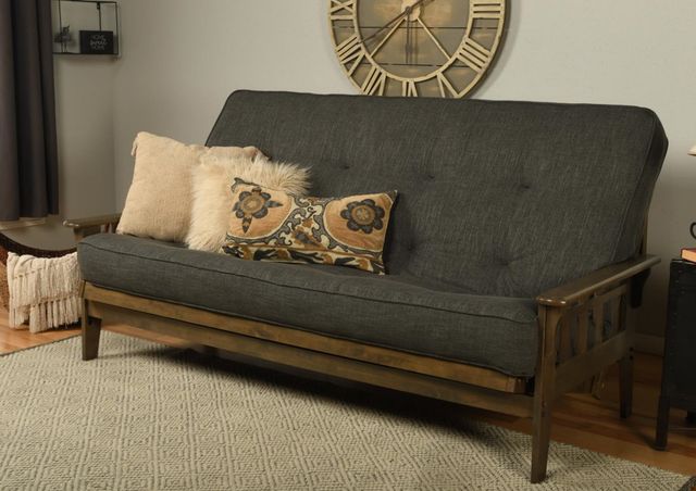 Kodiak Furniture Tucson Linen Charcoal/Rustic Walnut Queen Futon with Mattress-3