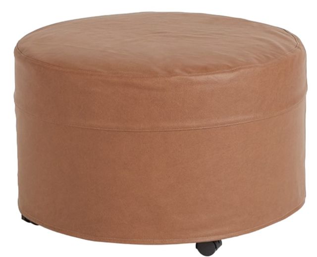 Four Seasons Customizable Leather Slipcovered Round Ottoman-0