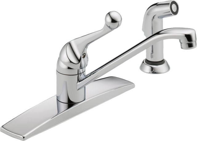 Delta 134 / 100 / 300 / 400 Chrome 8" Single Handle Kitchen Faucet with Spray-0