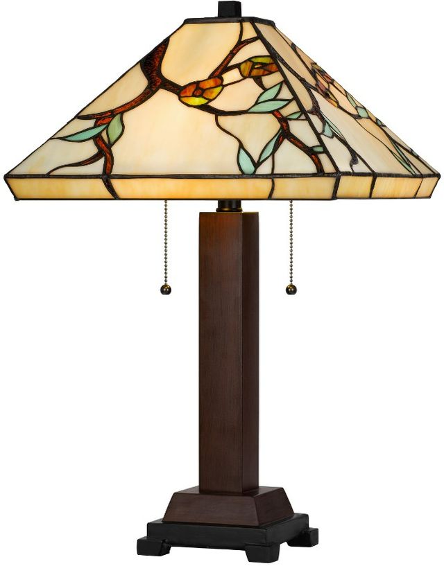 Cal® Lighting & Accessories Tiffany Dark Bronze/Wood Table Lamp-2