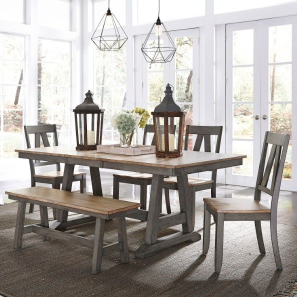 Liberty Furniture Lindsey Farm Gray/Sandstone Dining Bench-2
