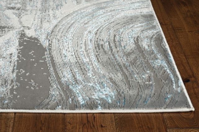 KAS Rugs Luna Blue/Silver Strokes 5'x8' Area Rug-1