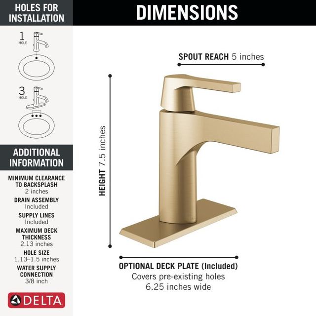 Delta Zura® Champagne Bronze Single Handle Bathroom Faucet-1