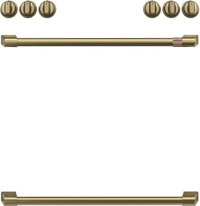 Café™ Brushed Brass Front Control Induction Knobs and Handle Kit-1