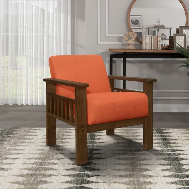 Homelegance® Helena Orange/Walnut Accent Chair with Storage Arms-1