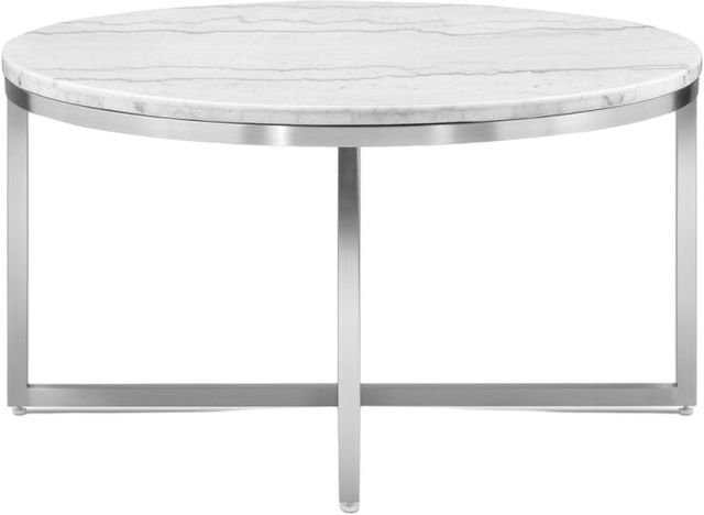 Magnussen Home® Esme White Marble Cocktail Table with Brushed Nickel Base-1