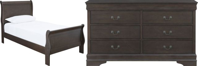 Signature Design by Ashley® Leewarden 2-Piece Dark Brown Twin Sleigh Bed Set-0