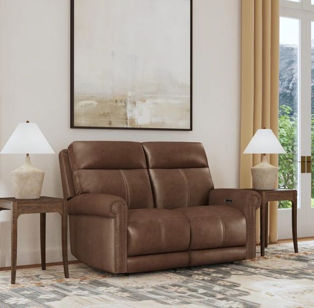 Flexsteel® Alexander Khaki Brown Power Reclining Loveseat with Power Headrest and Lumbar-1