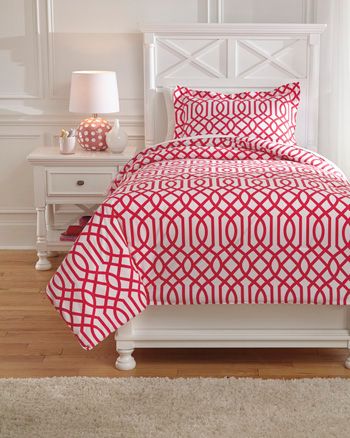 Signature Design by Ashley® Loomis 2-Piece Fuchsia Twin Comforter Set-2