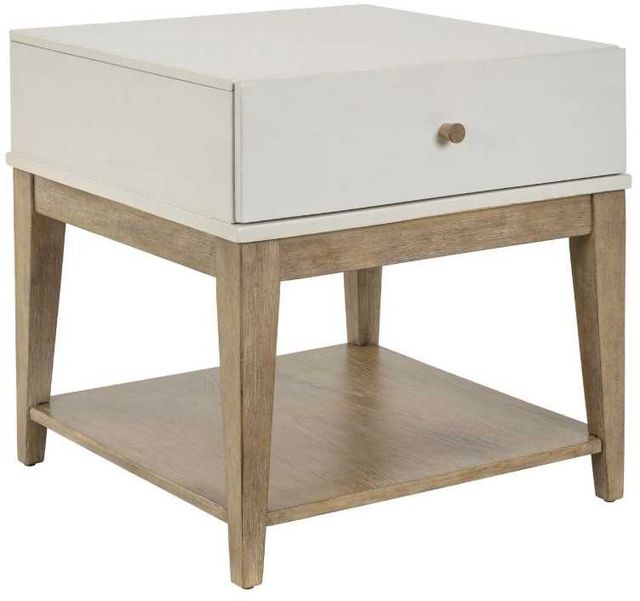 Liberty Furniture Berkley Square Linen Chairside Table with Khaki Base-0