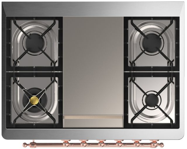 Ilve® Majestic III 36" Emerald Green Pro Style Dual Fuel Liquid Propane Range with Solid Door and Copper Trim-3