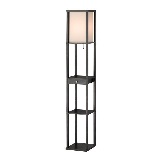 Adesso® Parker Black Shelf Floor Lamp With Drawer-0