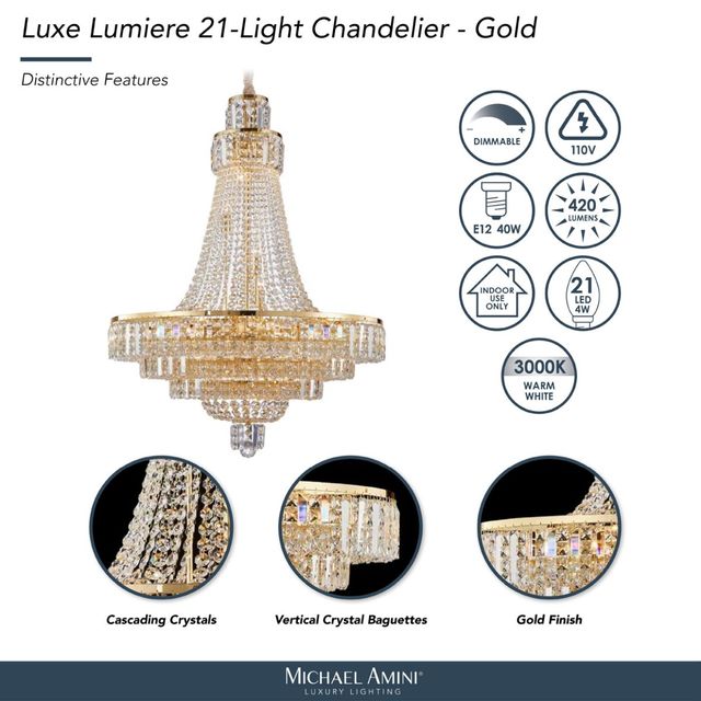 Michael Amini® Luxe Lumiere Gold 21-Light Chandelier-3