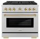 ZLINE Autograph Edition Paramount 36" 5.2 Cu. Ft. Satin Stainless Steel Gas Range with 6 Burner DuoPro™ Cooktop and Convection Gas Oven with Polished Gold Accents-0