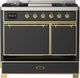 Ilve® Majestic III 40" Graphite Matte Pro Style Dual Fuel Liquid Propane Range with Solid Door and Brass Trim-1