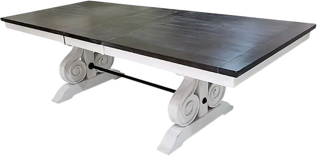 Sunny Designs™ Carriage House Charcoal Gray Trestle Table with Weathered Crème Frame-3